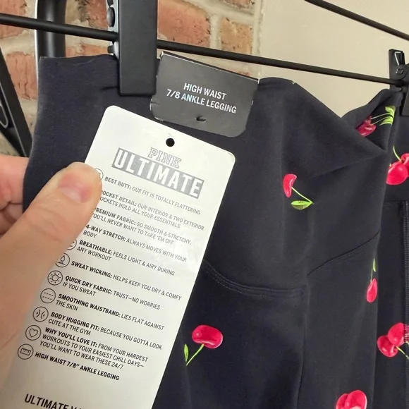 PINK Victoria's Secret Women’s Leggings with Cherry Design - Picture 4 of 5